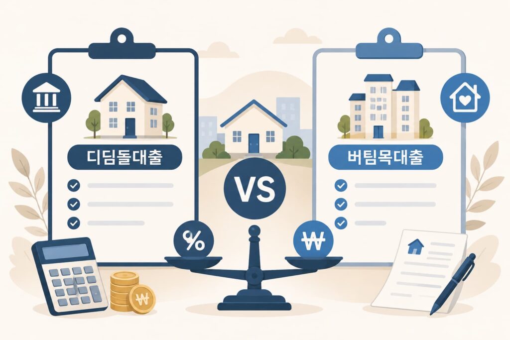 디딤돌대출 vs 버팀목대출 비교 일러스트