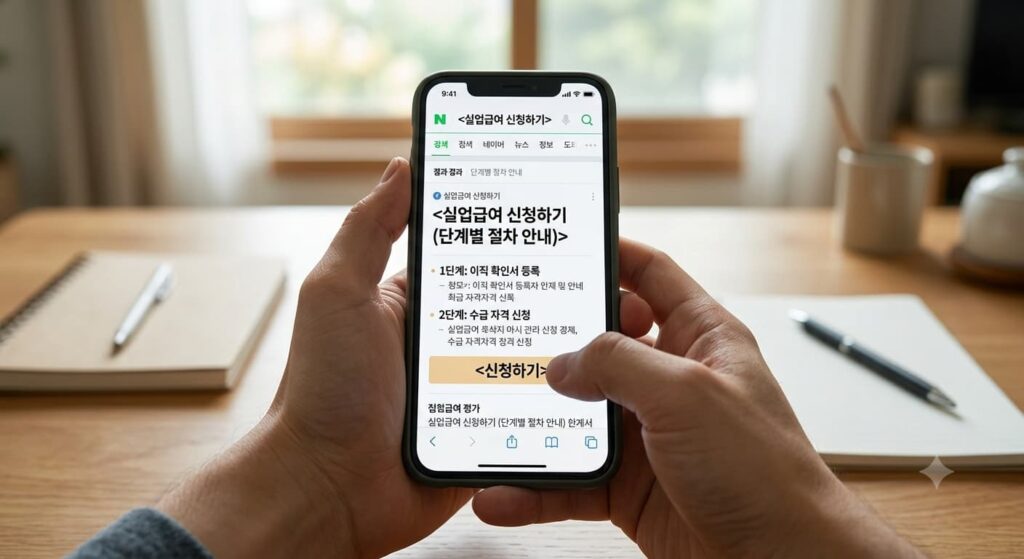 실업급여 신청을 찾아보고 있는 일러스트