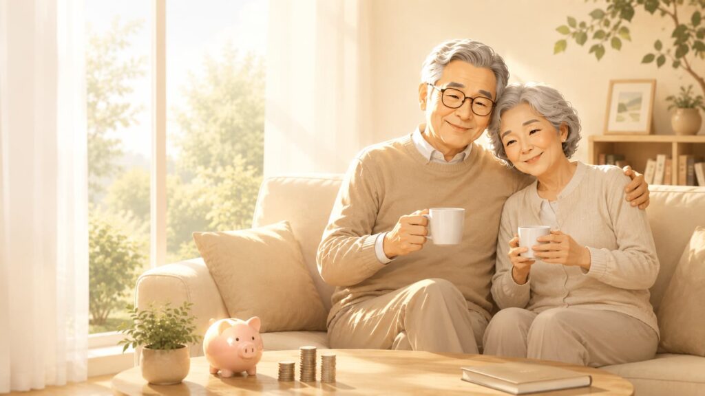 연금저축펀드를 통해 노후를 해결한 노부부 일러스트