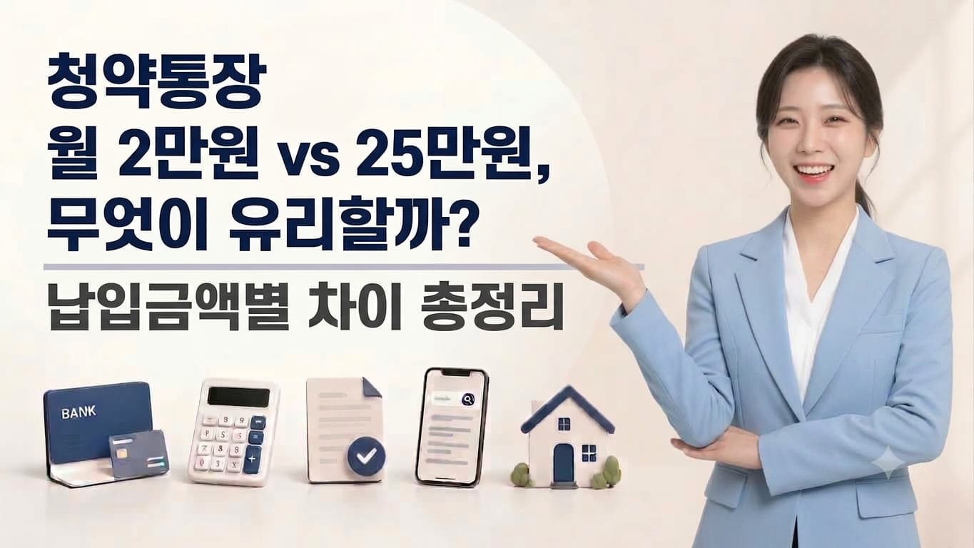 청약통장 월 2만원 vs 25만원, 무엇이 유리할까 납입금액별 차이 총정리 대표이미지