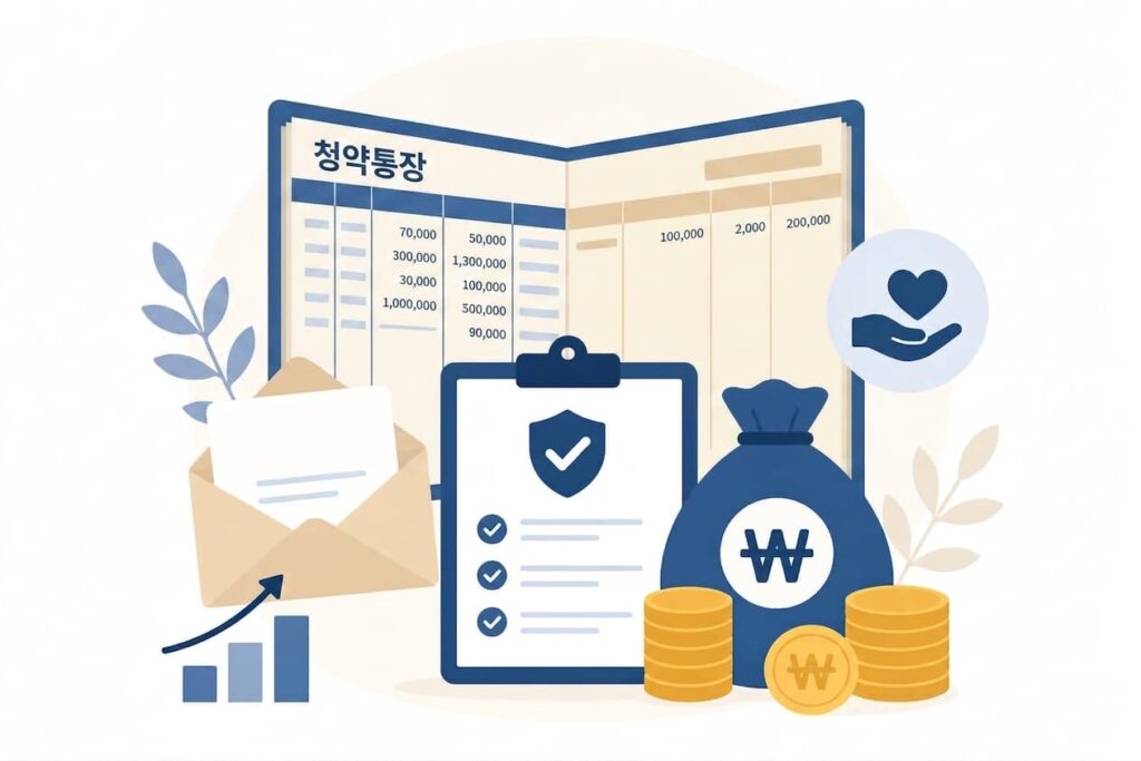 청약통장의 전체적인 느낌을 설명하는 일러스트